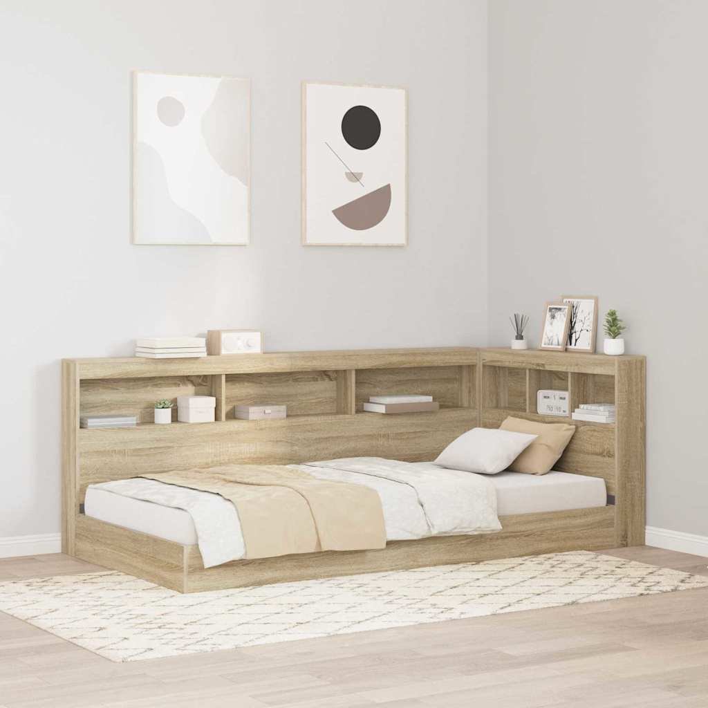 Walplus Engineered Wood Storage Headboard - Light Oak - 217.5 x 107.5 x 76.5 cm