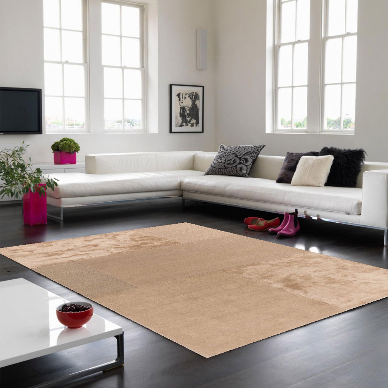 Mega Flooring Beige Handmade Geometric Rug - 200 x 290cm