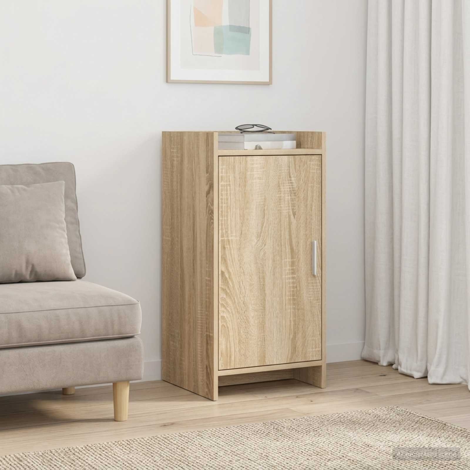 Walplus 1 Door Rectangular Sideboard - Sonoma Oak - 40 x 36 x 80 cm