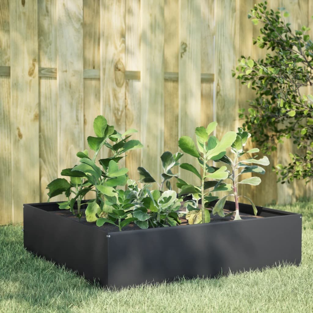 Walplus Steel Raised Garden Bed - Anthracite - 100 x 100 x 41 cm