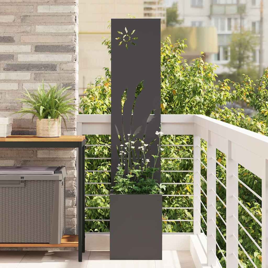 Walplus Sun Pattern Steel Garden Privacy Screen - Black - 32 x 32 x 150 cm