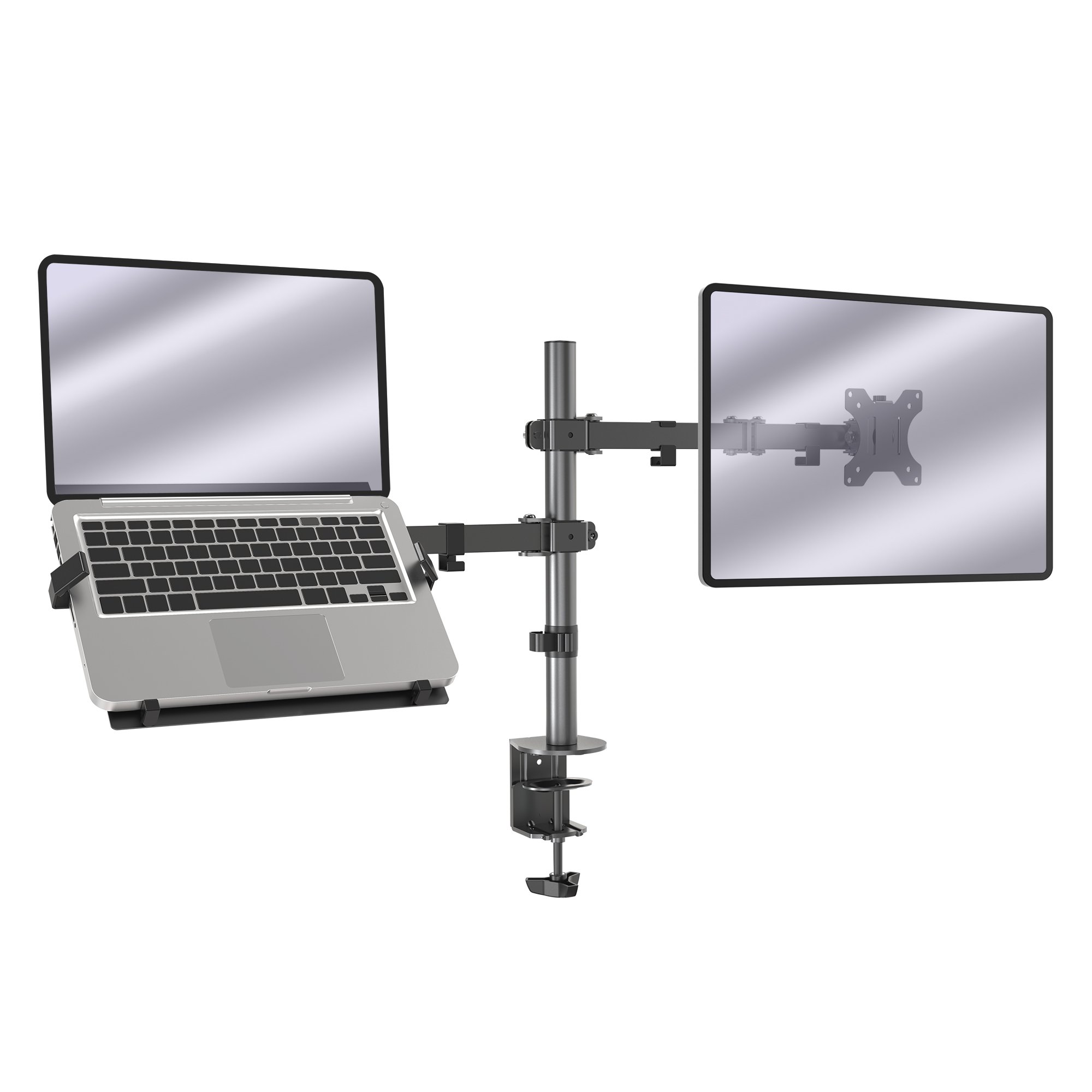 VonHaus 13-32in Adjustable Monitor Stand with Laptop Tray - Black