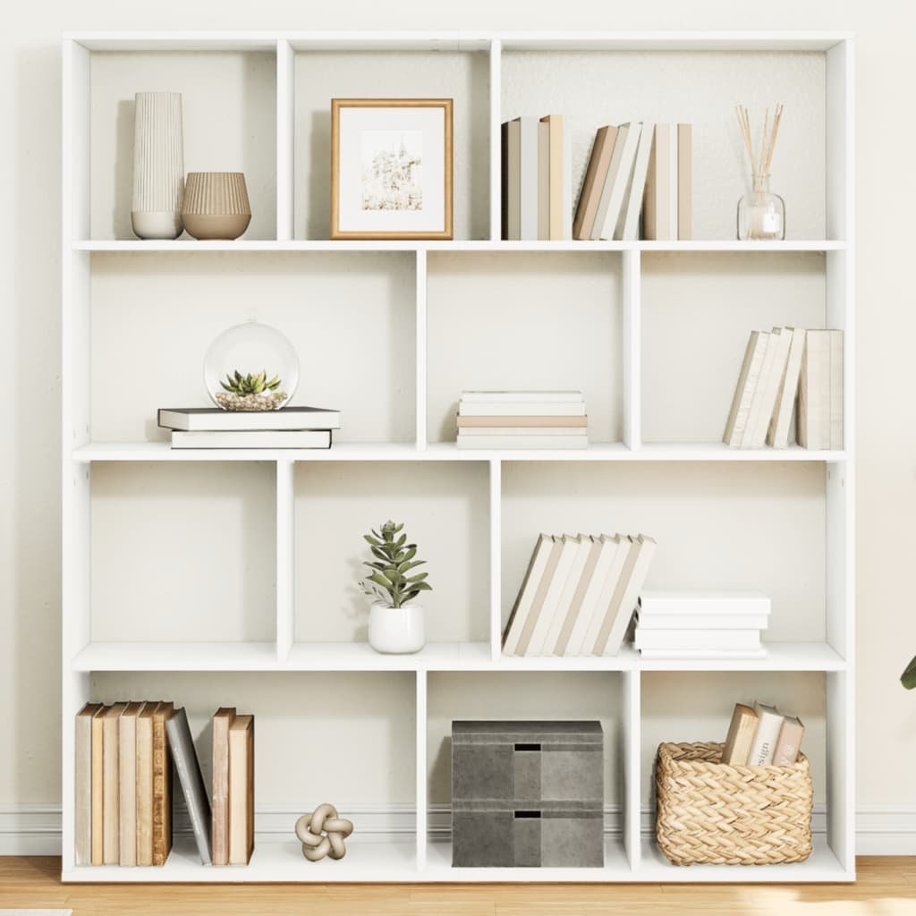 Walplus 12 Compartment Book Cabinet - White - 132 x 29 x 141.5 cm