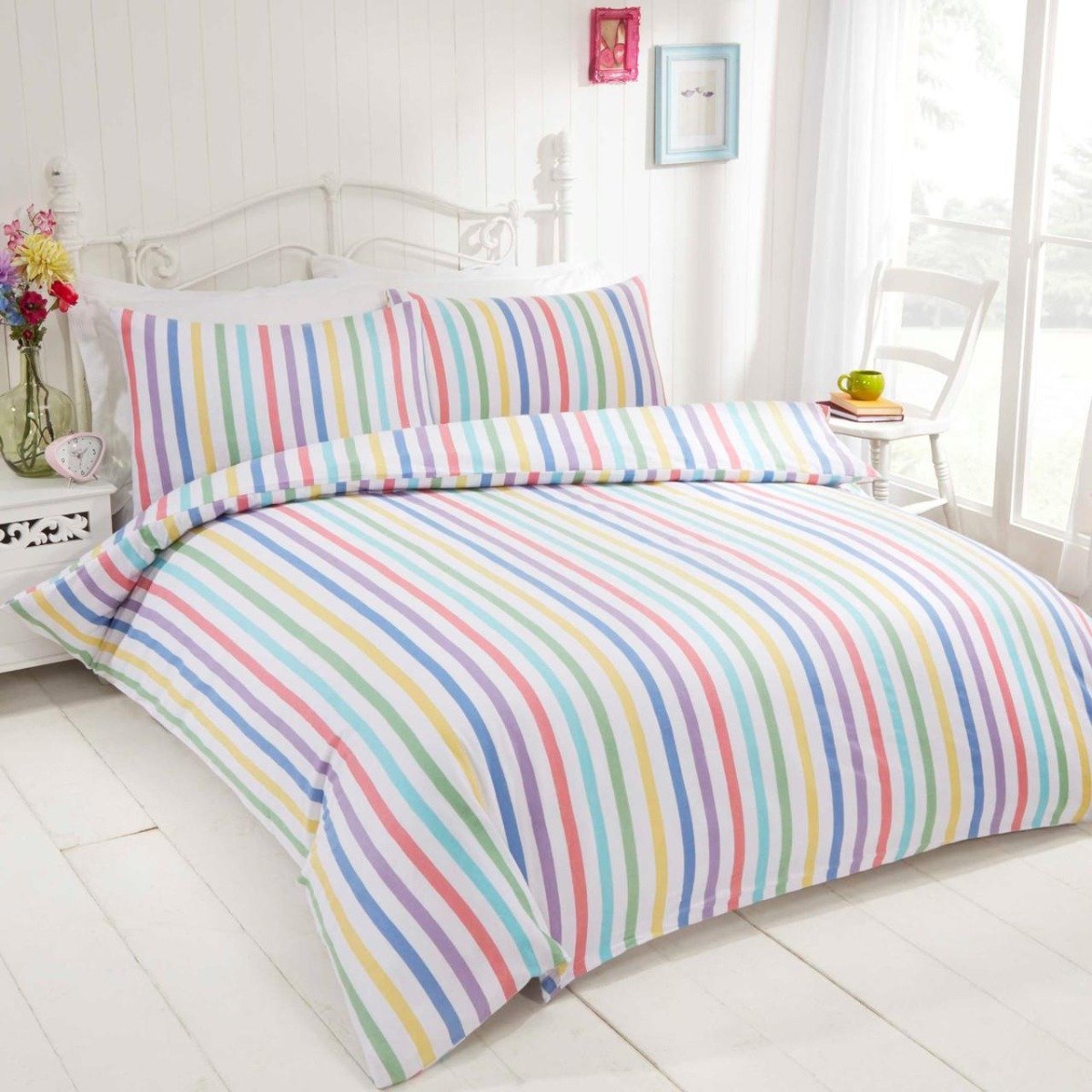 Rapport Candy Stripe Brushed Multicoloured Duvet Cover Set - Single