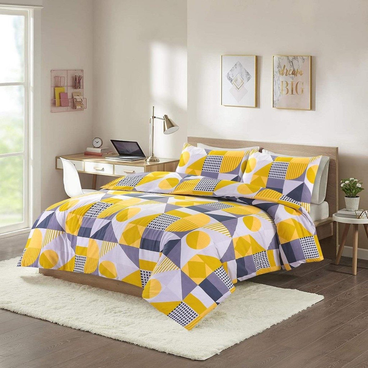 HomeSpace Direct Scott Mustard Duvet Cover Set - Double