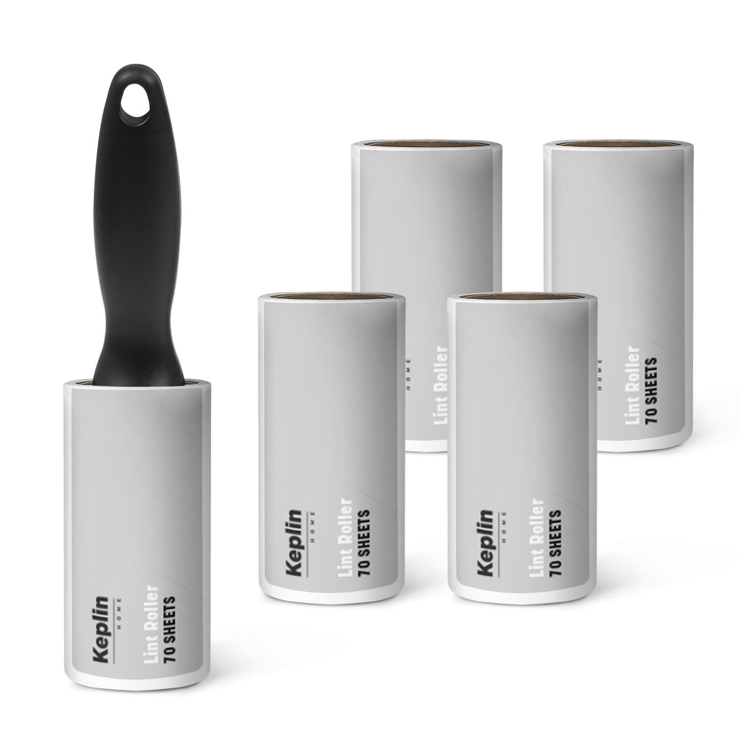 Keplin Refillable Lint Roller Set 5 x 70 Sheets - Grey