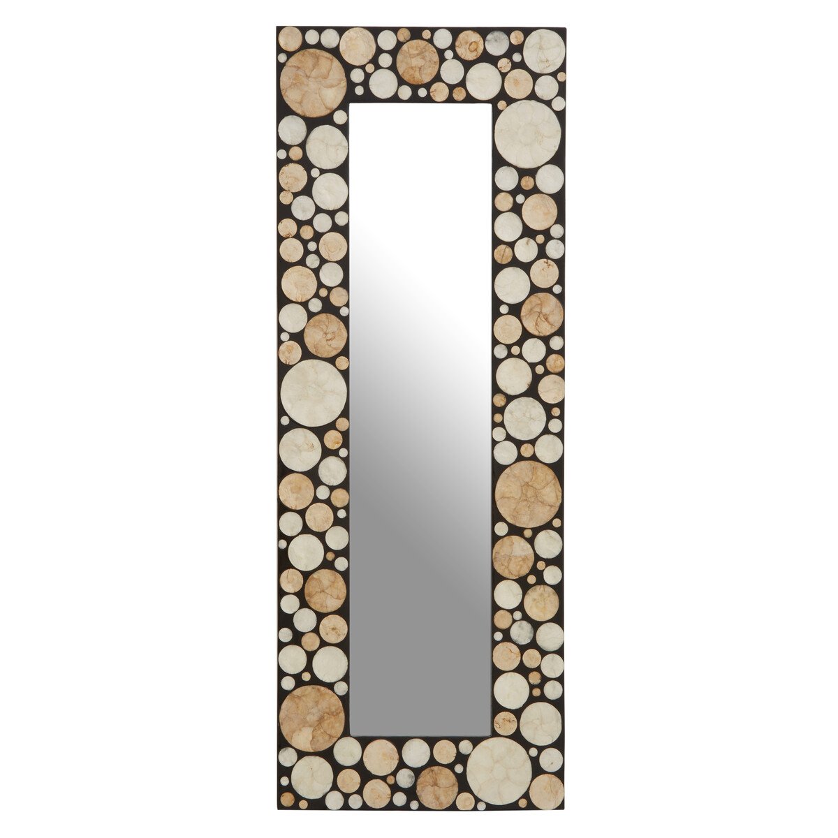 Orsina Palu Rectangular Black Wall Mirror with Shell Inlay – Gold