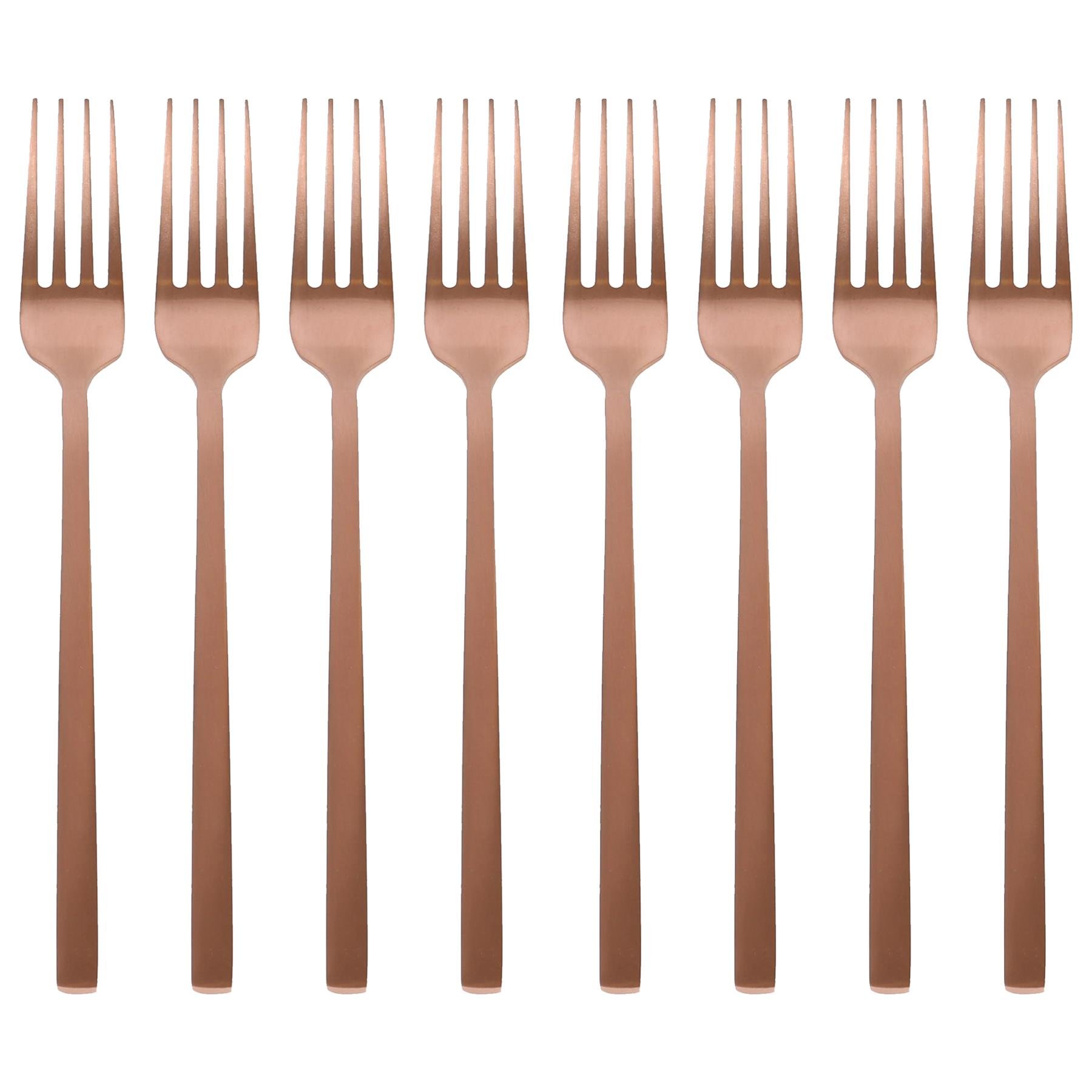 Argon Tableware Stainless Steel Dinner Forks - Copper - Pack of 8