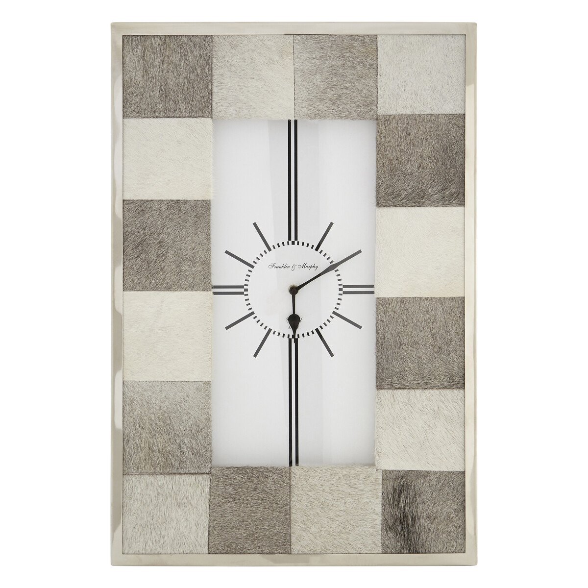 Orsina Kensington Townhouse Leather Patchwork Wall Clock - Grey