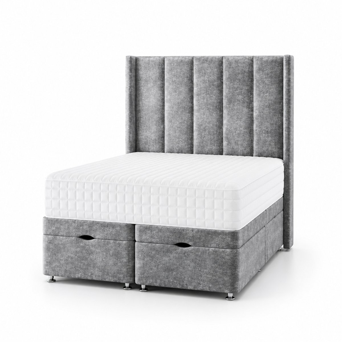 Comfy Deluxe  Margo   4ft6 Double  End Lift Ottoman Bed Set - Silver Grey