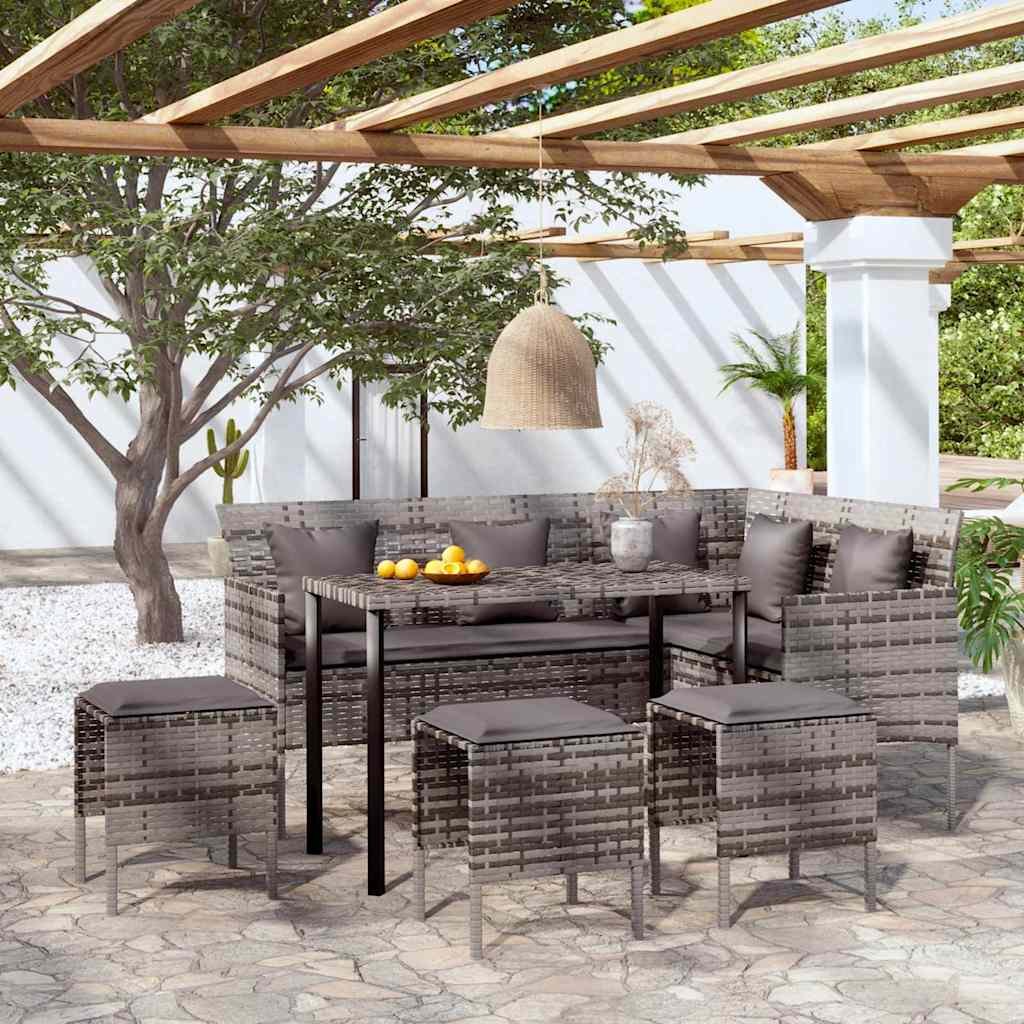 Walplus 5 Piece Poly Rattan Outdoor Furniture Set - Grey - 90 x 50 x 71 cm