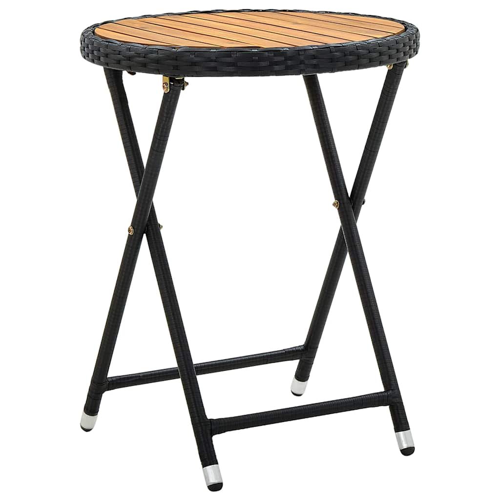 Walplus Poly Rattan Tea Table - Black - 60 cm