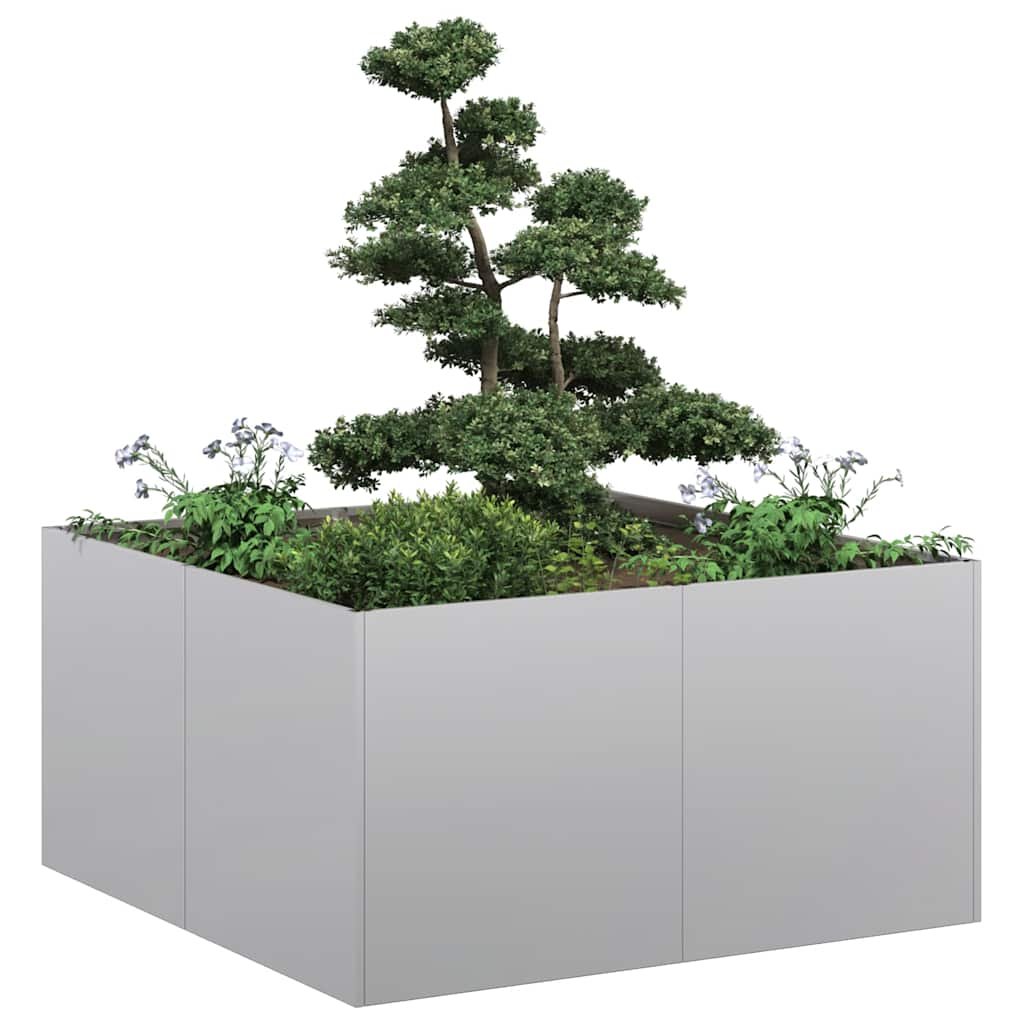 Walplus Galvanised Steel Garden Planter - 80 x 80 x 40 cm
