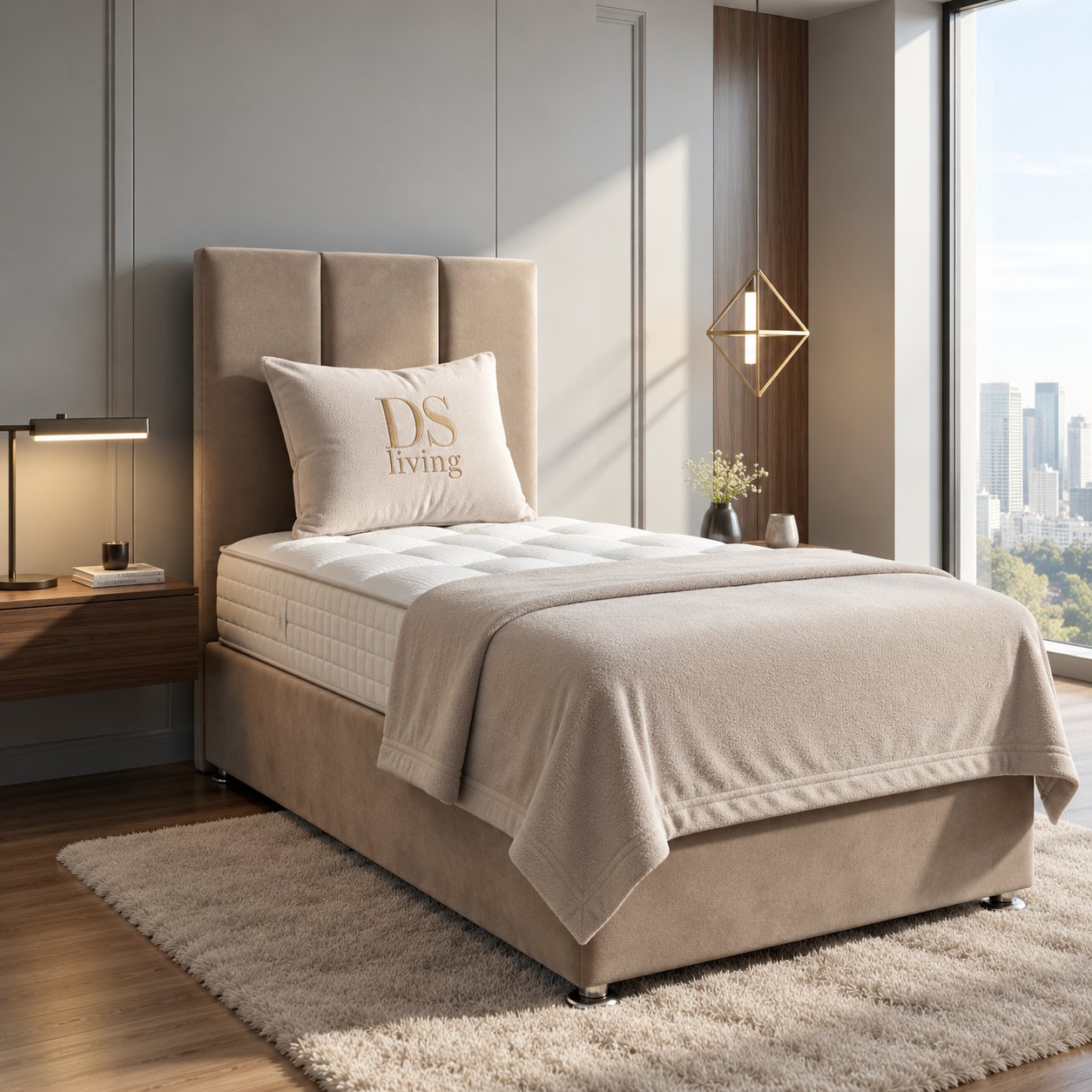 DS Living Harmony Single Velvet Ottoman Bed Frame - Coffee