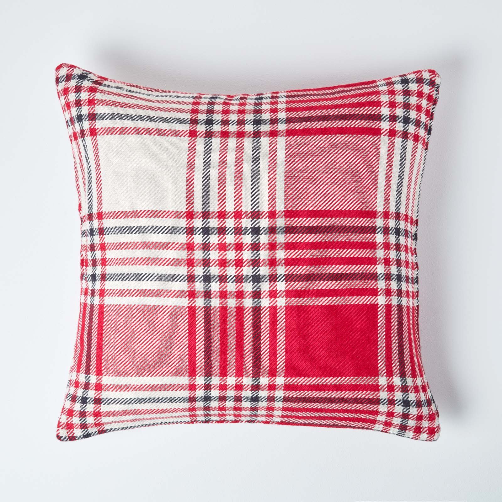 Homescapes Red Tartan Cotton Cushion Cover - 60 x 60 cm
