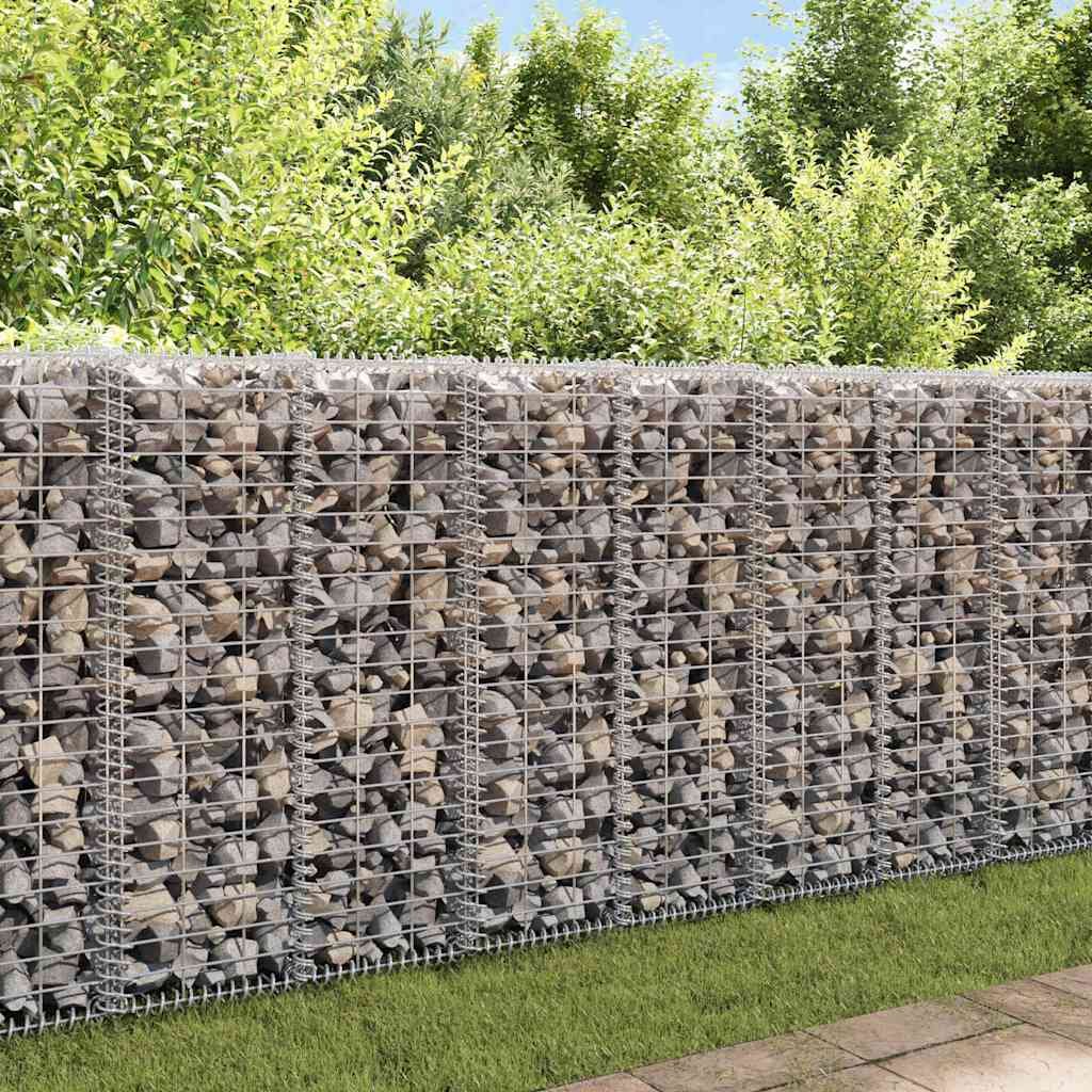 Walplus Galvanised Steel Gabion Wall with Covers - Silver - 20 x 20 x 100 cm