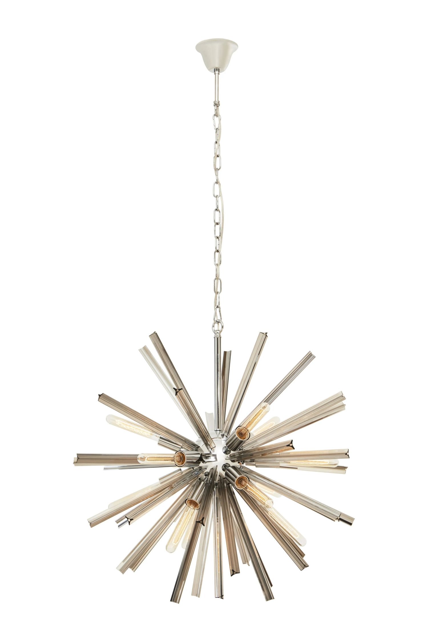 Orsina Karlo Chrome and Grey Glass Starburst Pendant Light – Chrome and Grey