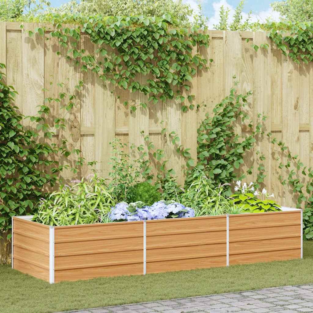 Walplus Galvanised Steel Raised Garden Bed - Light Brown - 240 x 80 x 45 cm