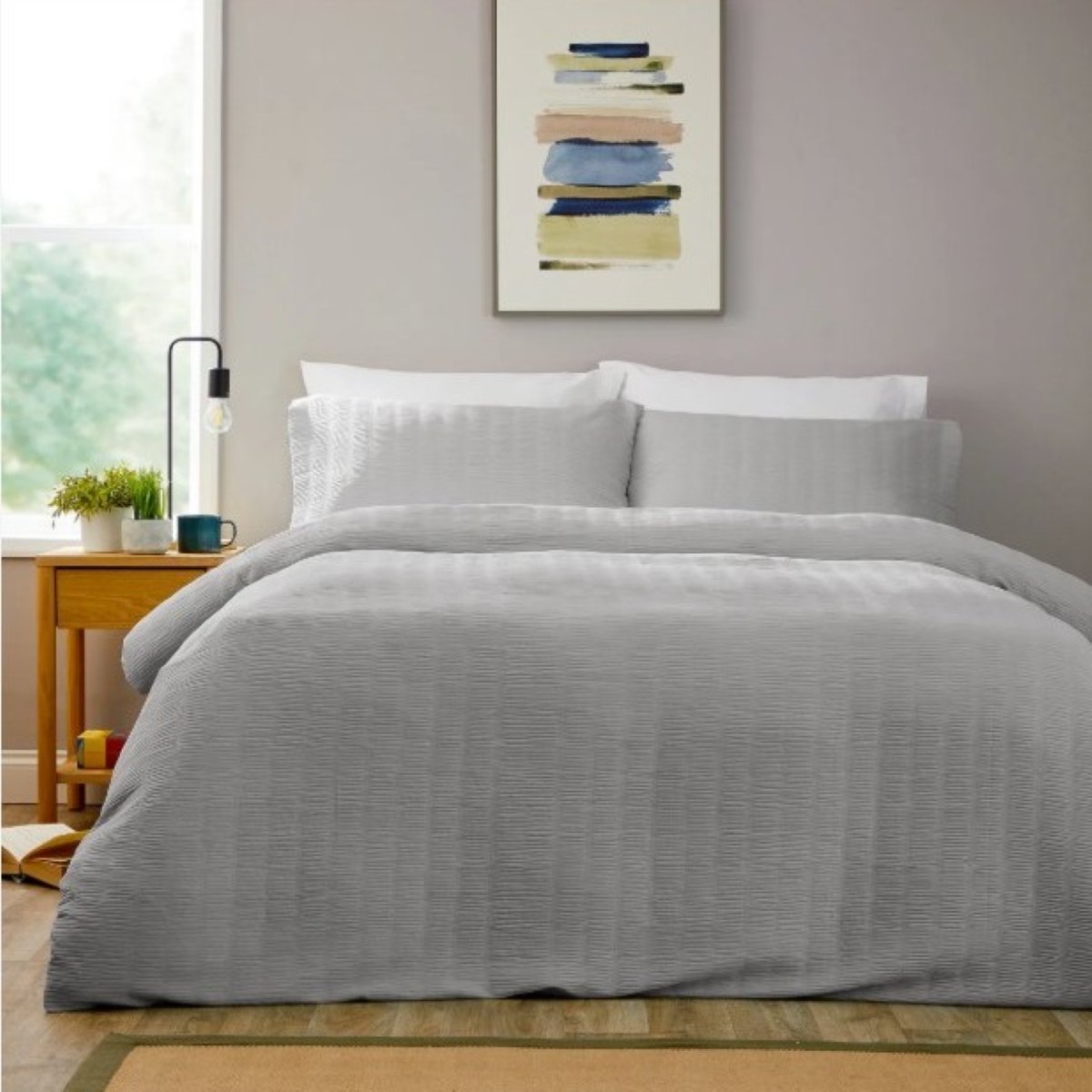 New Edge Blinds Belgravia Grey Duvet Set - Super King