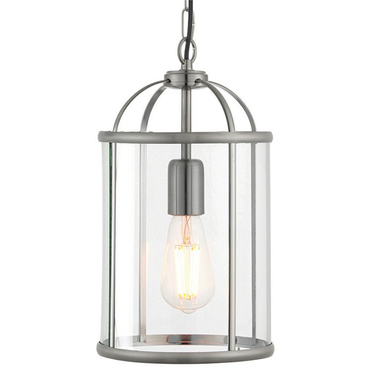 Loops Direct Steel and Glass Pendant Light - Satin Nickel