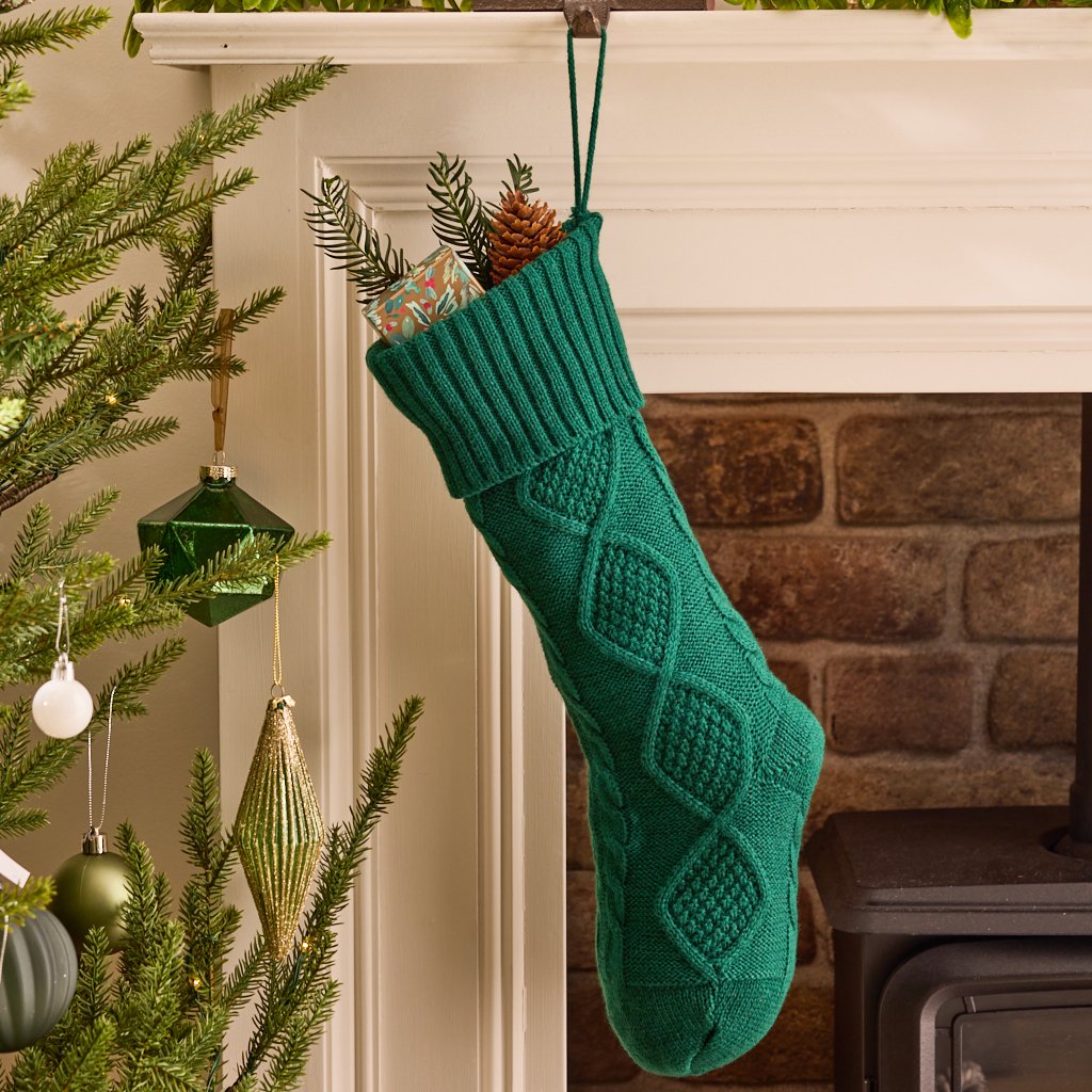 Dibor Fabric Christmas Stocking - Green