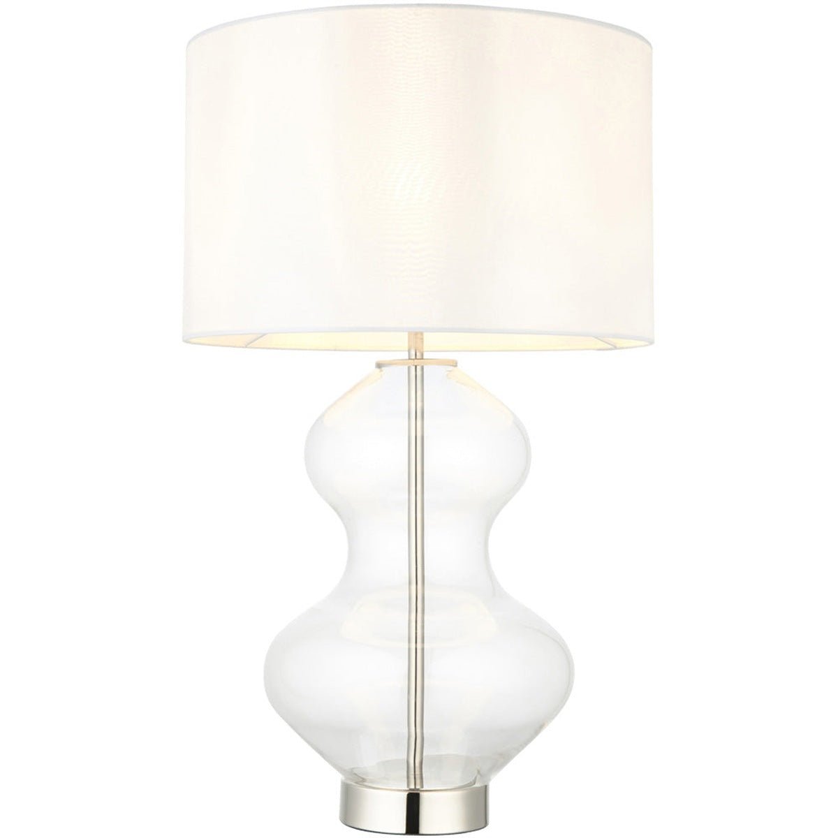 Loops Direct 35cm Bright Nickel Plate Table Lamp - Clear Glass