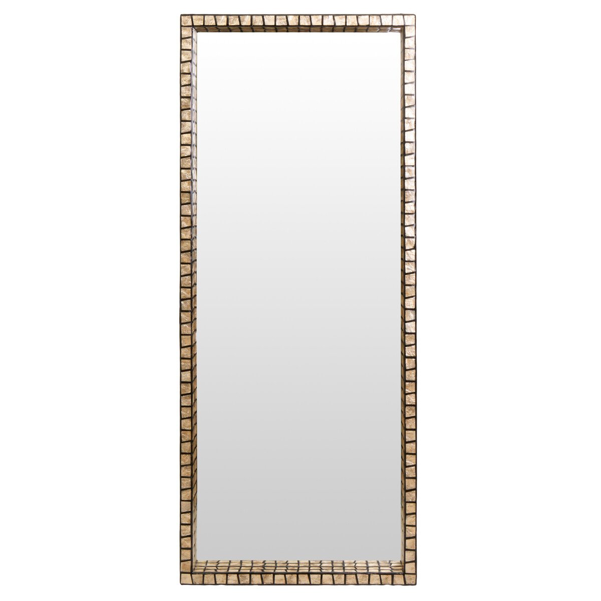 Orsina Palu Tall Black Full Length Wall Mirror with Shell Inlay – Gold