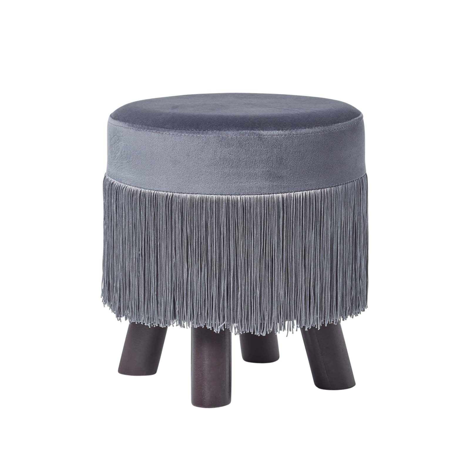 Homescapes Warwick Velvet Footstool with Legs – Grey