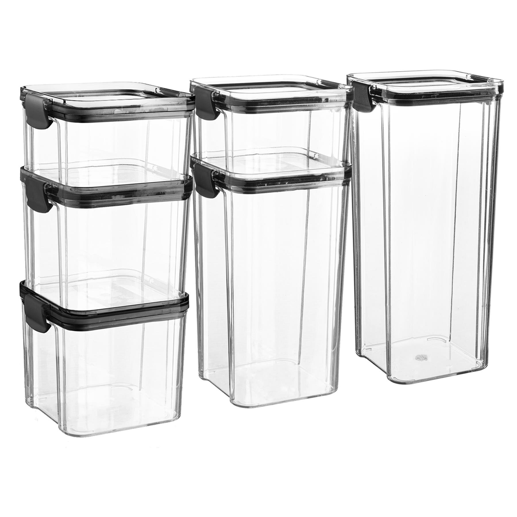 Argon Tableware 6 Piece Food Storage Containers Set - 4 Sizes - Black