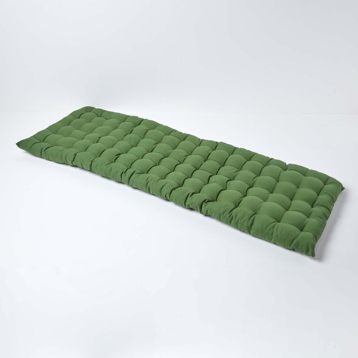 Homescapes Cotton Bench Cushion 3 Seater - Dark Olive