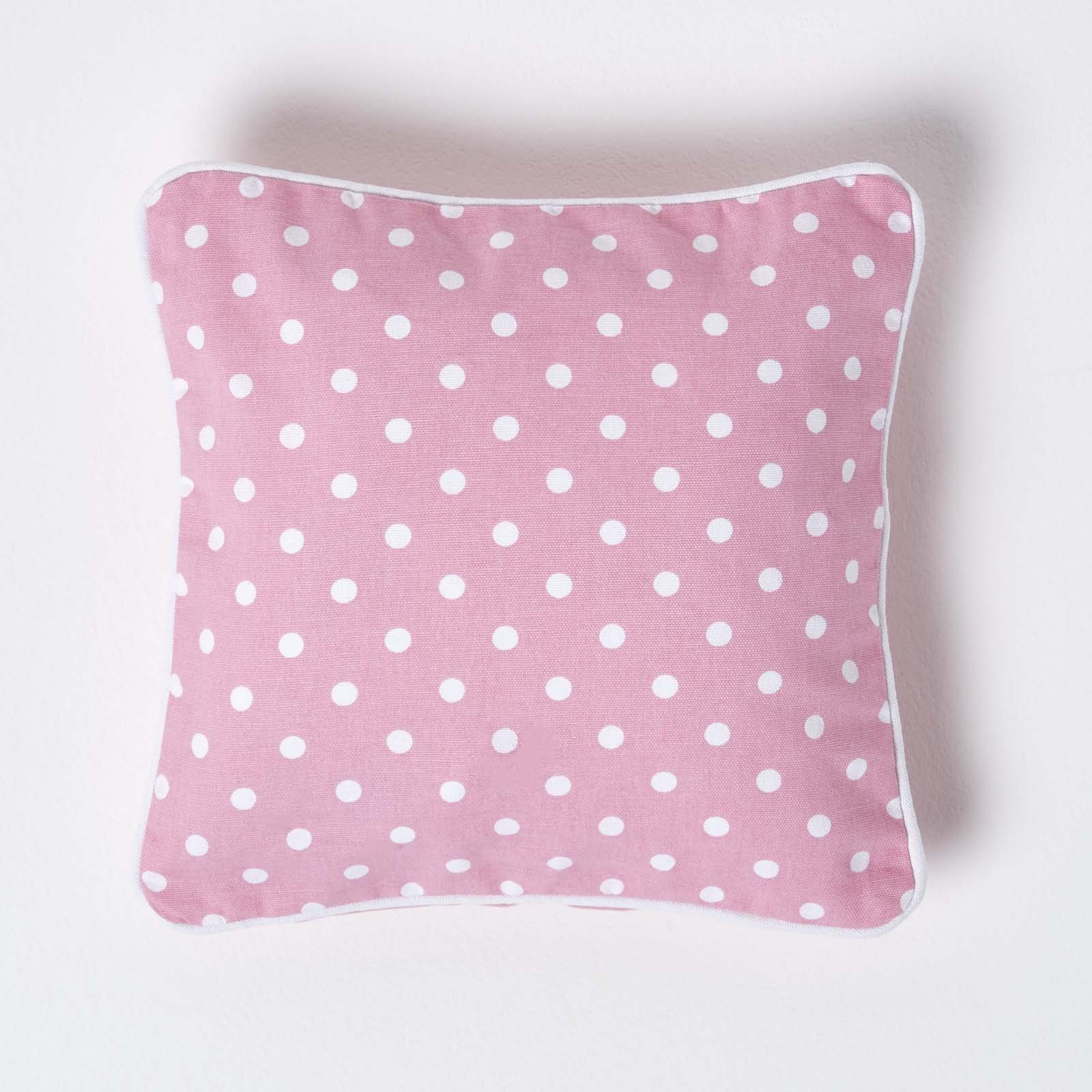 Homescapes Pink Cotton Polka Dots Cushion Cover - 30 x 30 cm