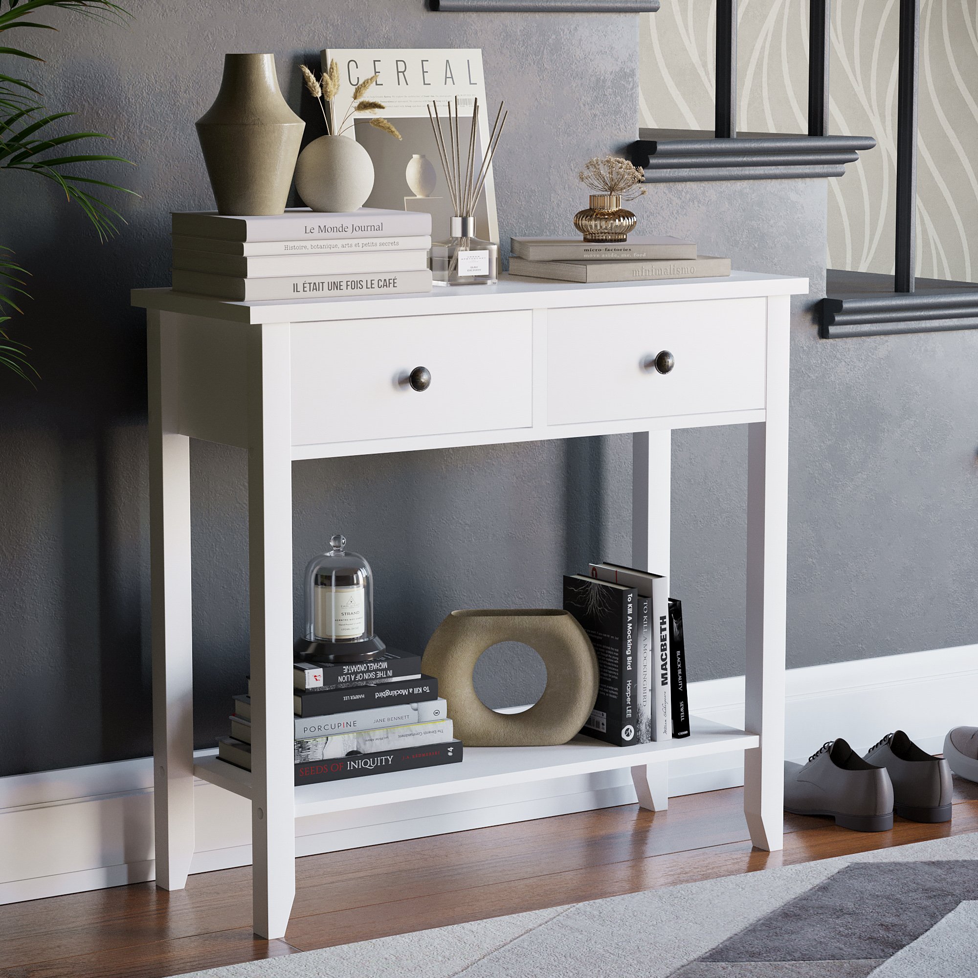 Vida Designs Windsor 2 Drawer Console Table - White