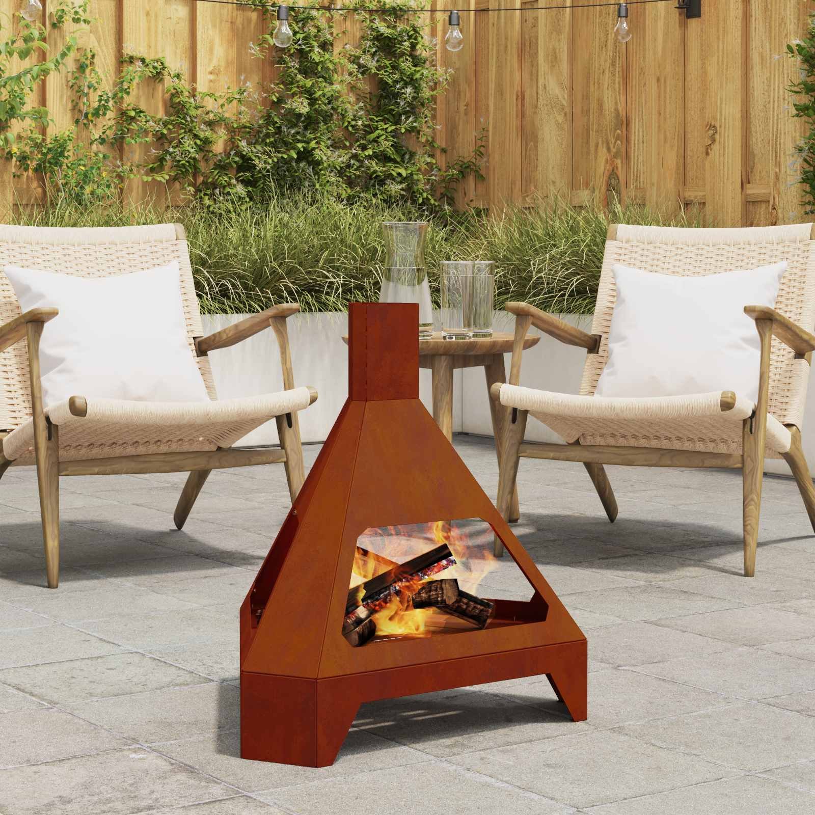 Walplus Steel Fire Pit Weathering - Brown - 50 x 43 x 52 cm