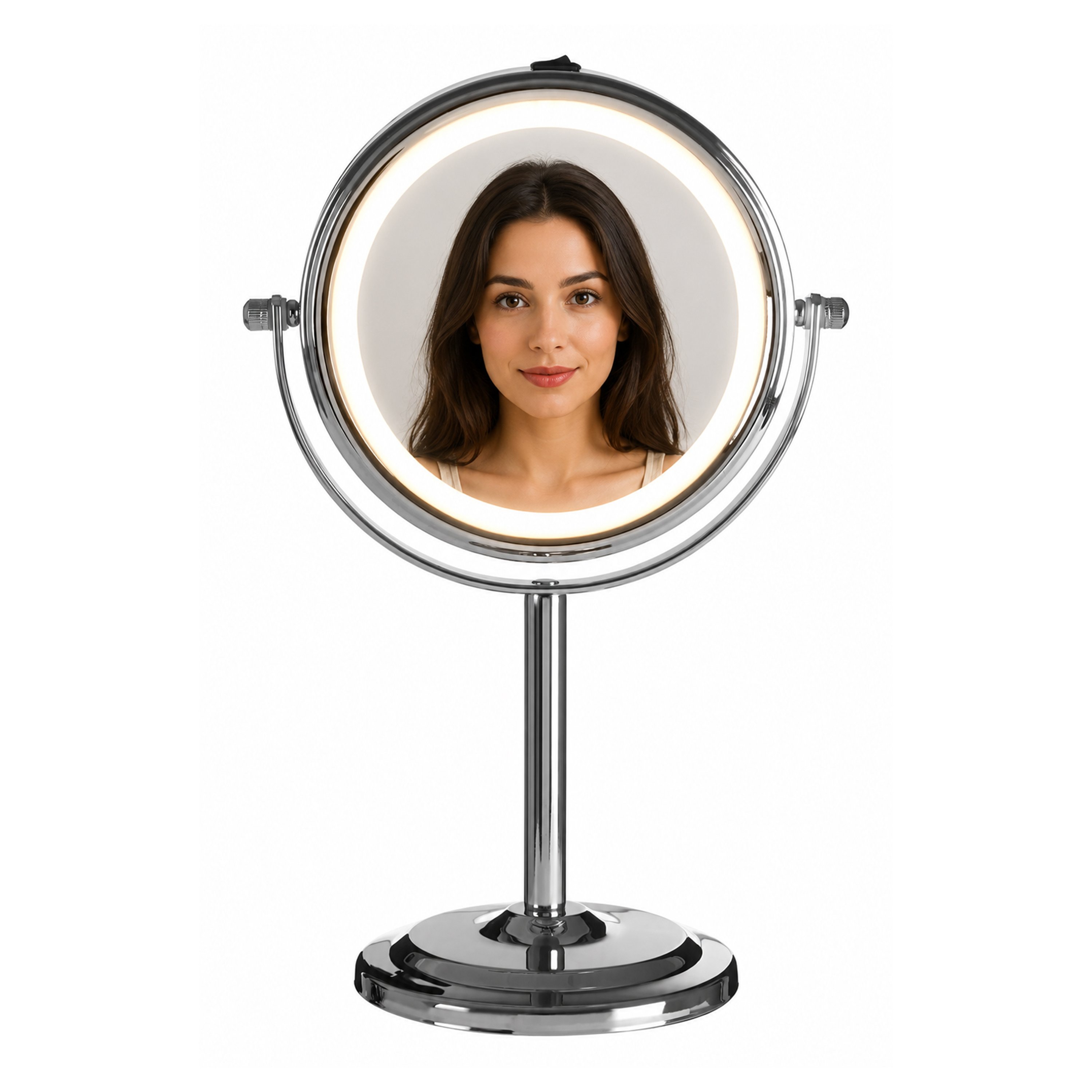 Orsina Cassini Chrome Finish LED Table Mirror - Silver