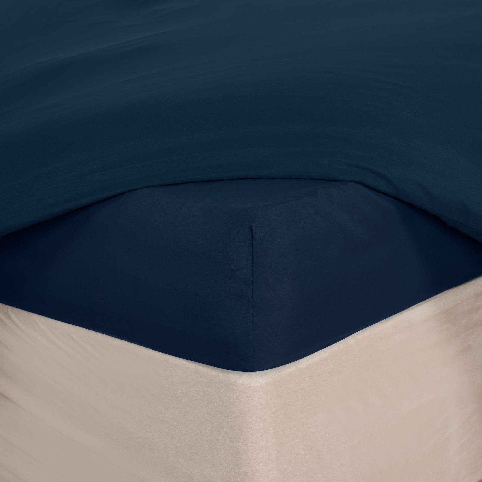 OHS Plain Microfibre Deep Fitted Bed Sheet Navy - King