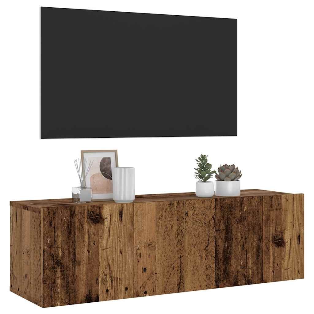 Walplus Engineered Wood Wall Mounted TV Cabinet - Dark Wood - 100 x 30 x 30 cm