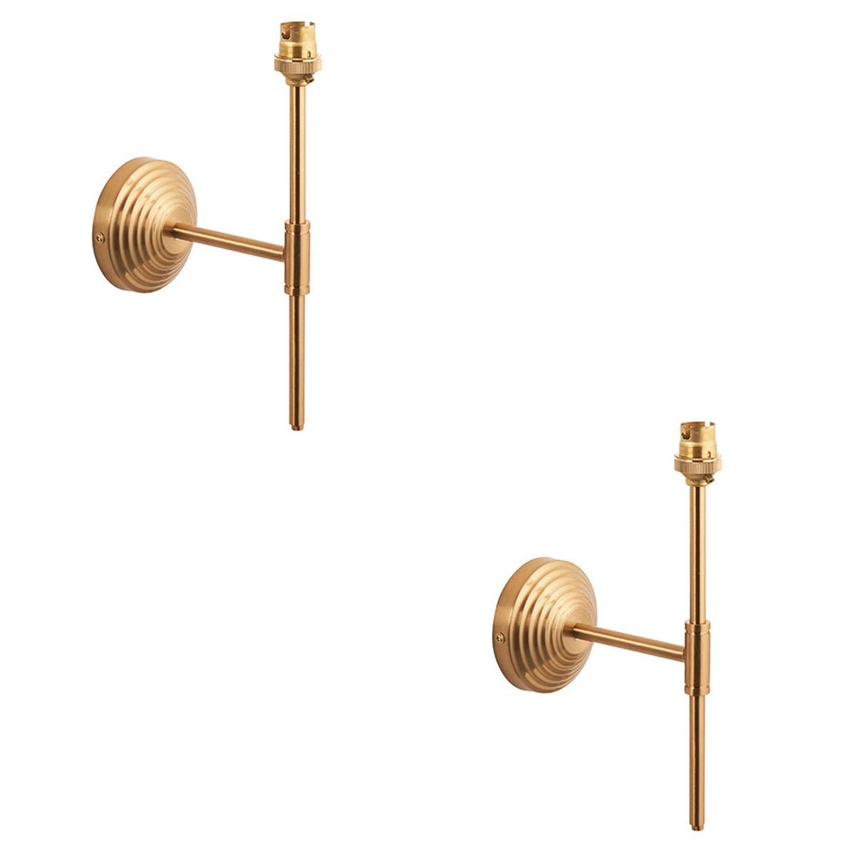 Loops Direct Pack of 2 Reeded Rose T Bar Wall Light - Brushed Brass