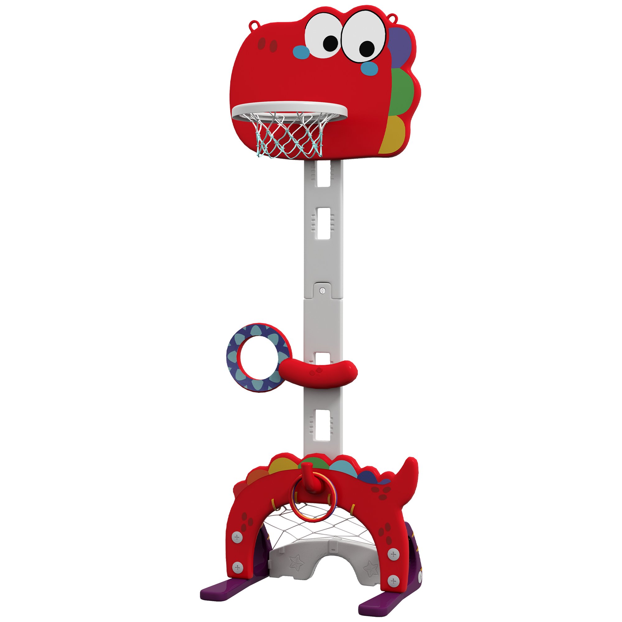 AIYAPLAY 5-in-1 3-6 Years Adjustable Basketball Set – Red