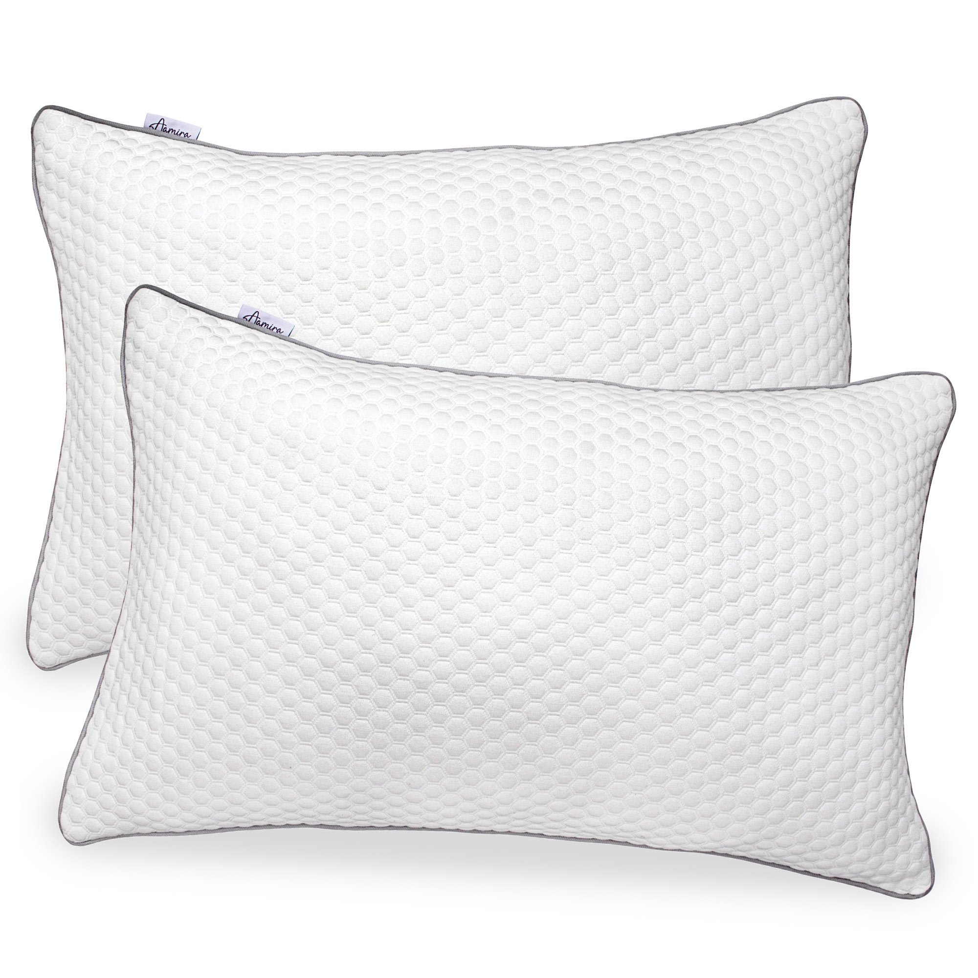 Aamira Medium Shredded Memory Foam Pillows 2 Pack - White