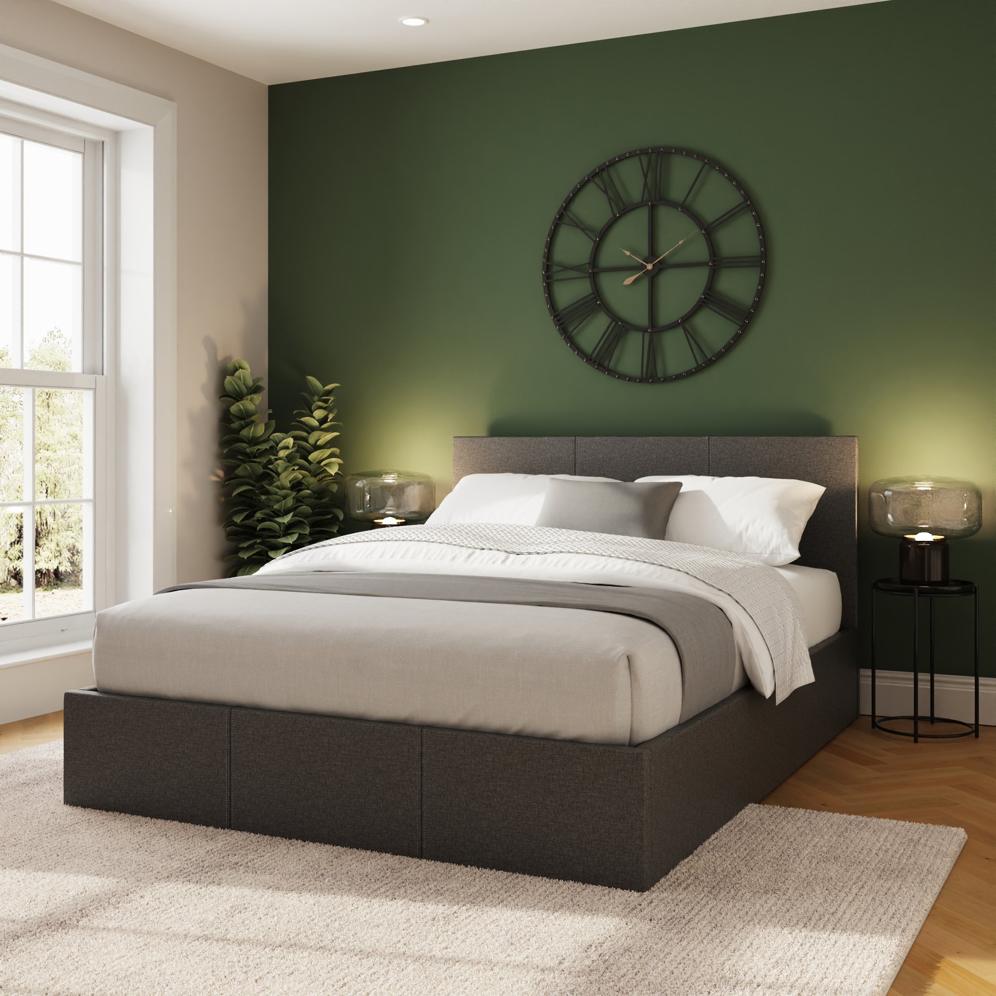 GFW Side Lift King Size Fabric Ottoman Bed with Mattress - Grey