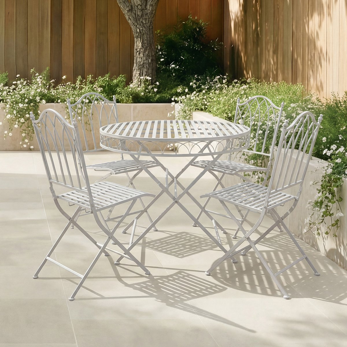 Charles Bentley Rustic Decorative 4 Seater Metal Bistro Set - Grey