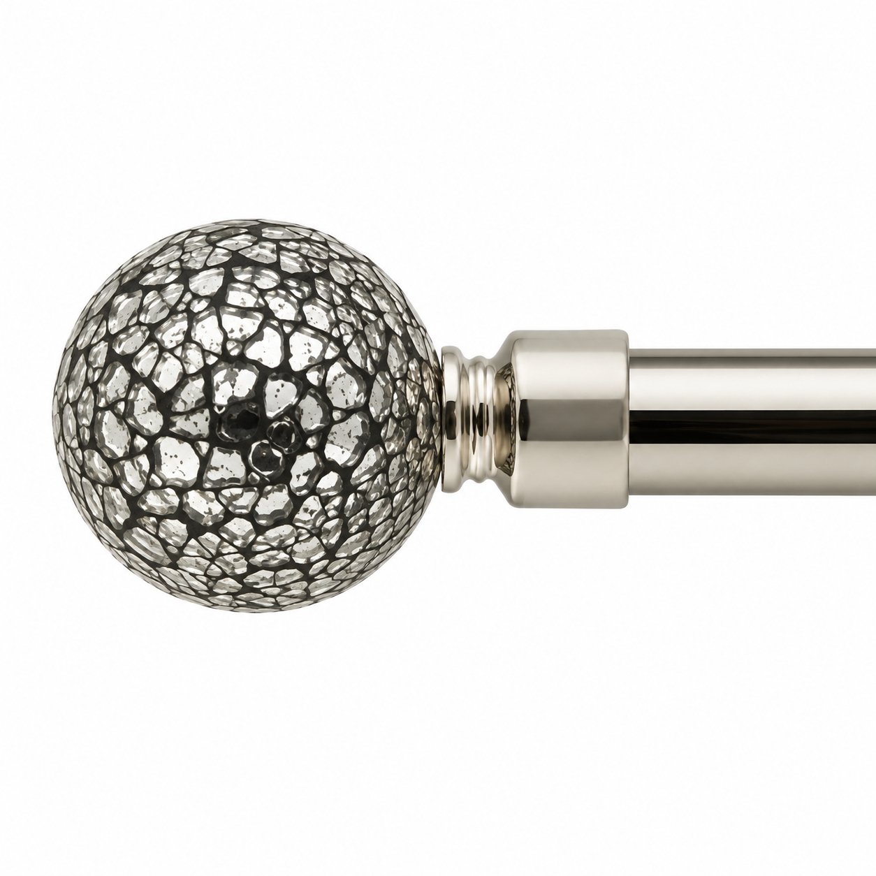 New Edge Blinds 16-19mm Silver Glass Eyelet Curtain Pole - 120cm - 210cm