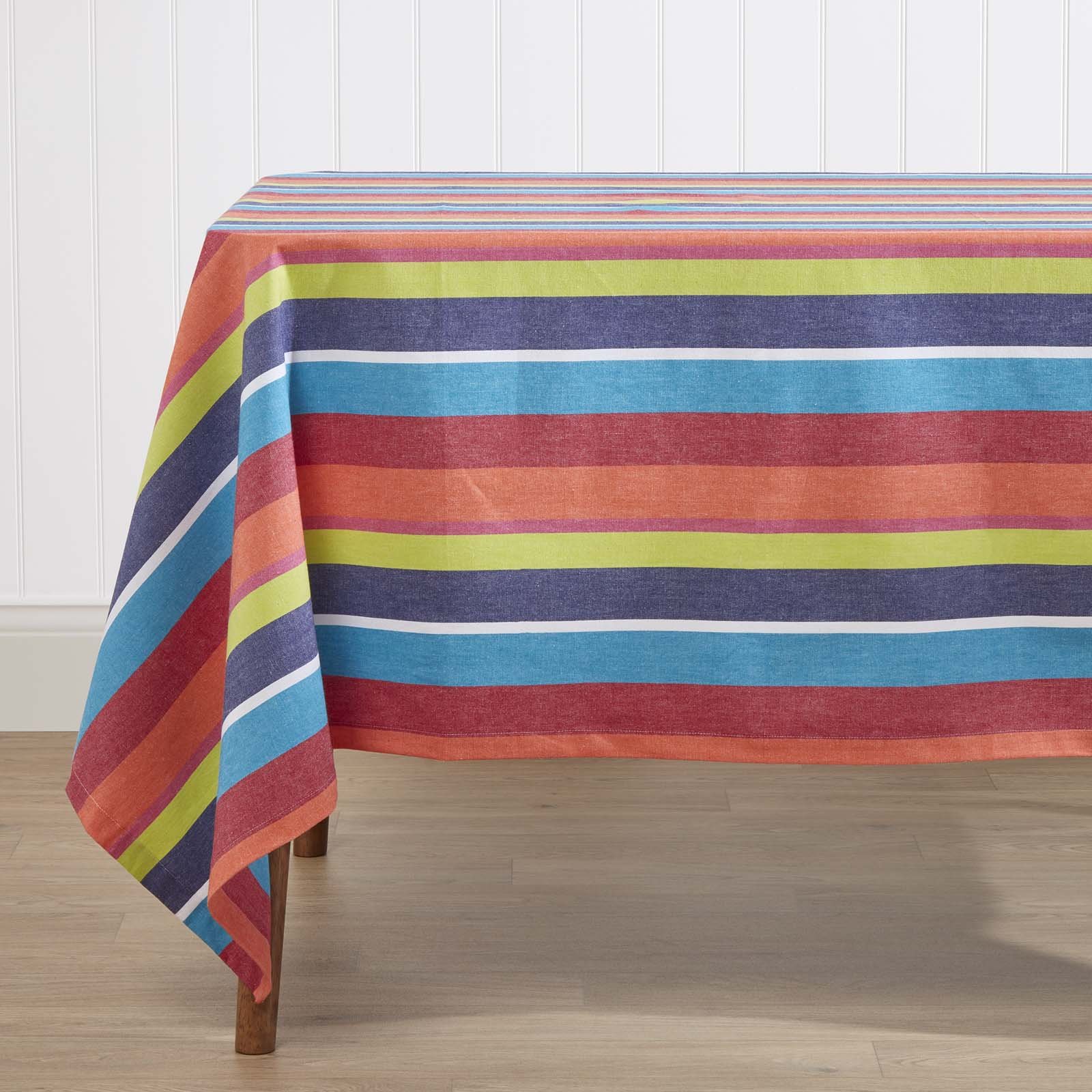 Homescapes Cotton Multi Stripe Tablecloth - 137 x 228 cm - Multicoloured