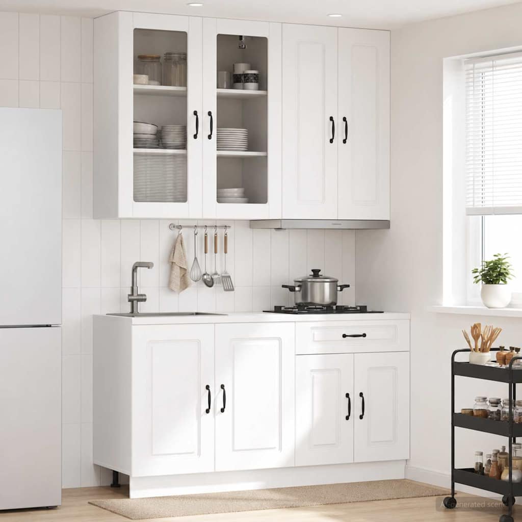 Walplus 4 Piece Engineered Wood Kitchen Unit Set - White