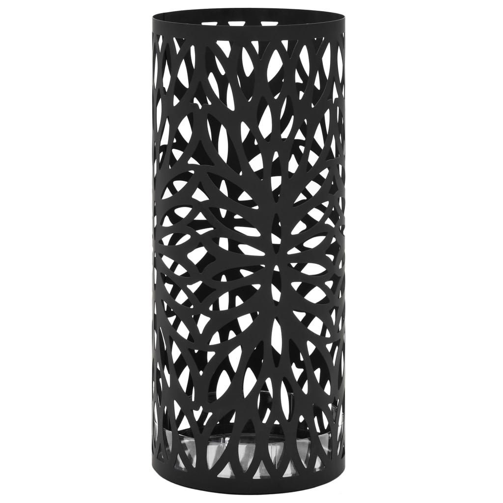 Walplus Steel Umbrella Stand Leaves - Black - 20 x 48.5 cm