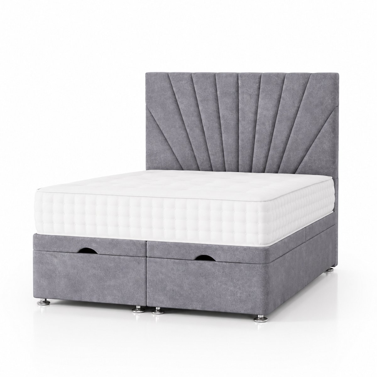 Comfy Deluxe  Aspen   6ft Super King  End Lift Ottoman Bed Set - Silver Grey