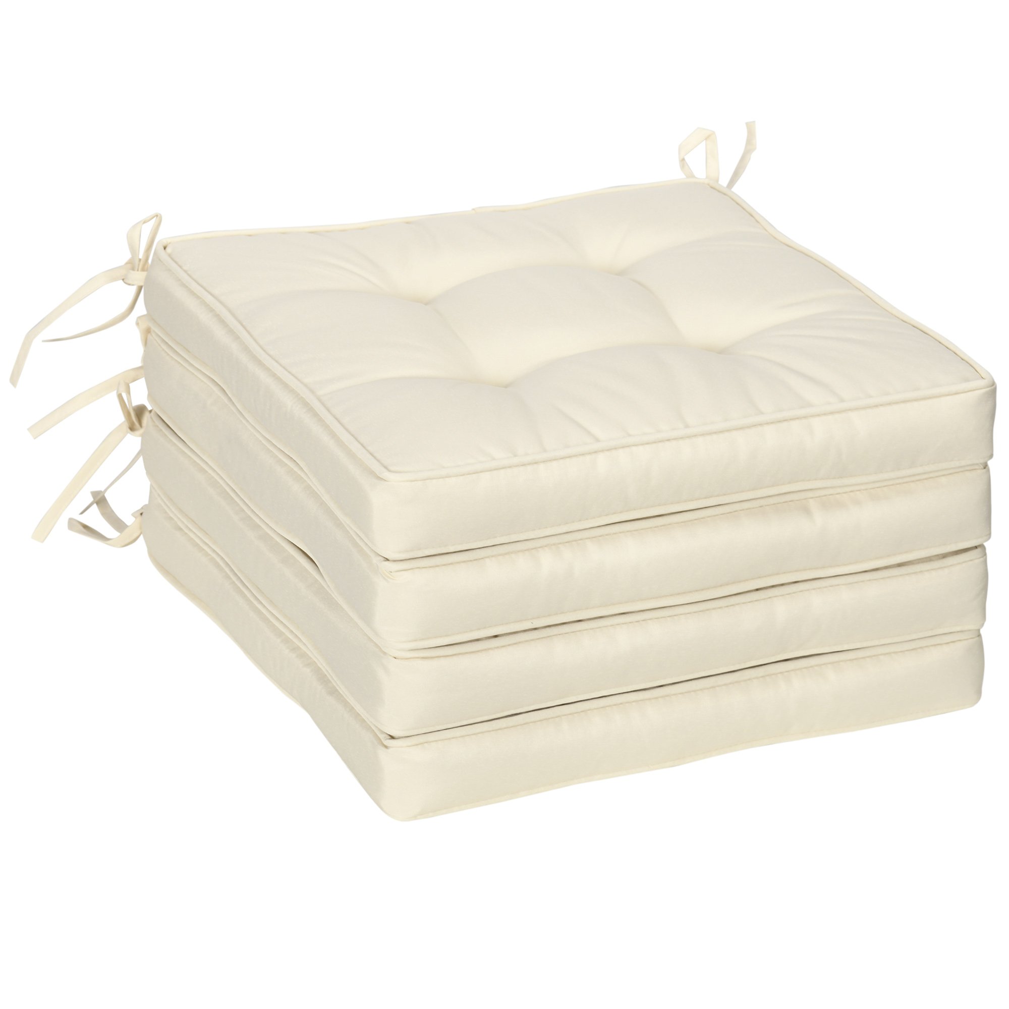 Outsunny Set of 4 Outdoor Chair Cushions with Ties - Cream