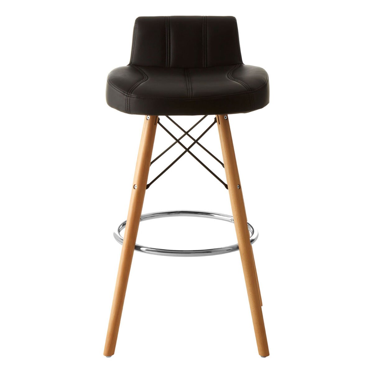 Orsina Stockholm Faux Leather Bar Stool – Black & Natural