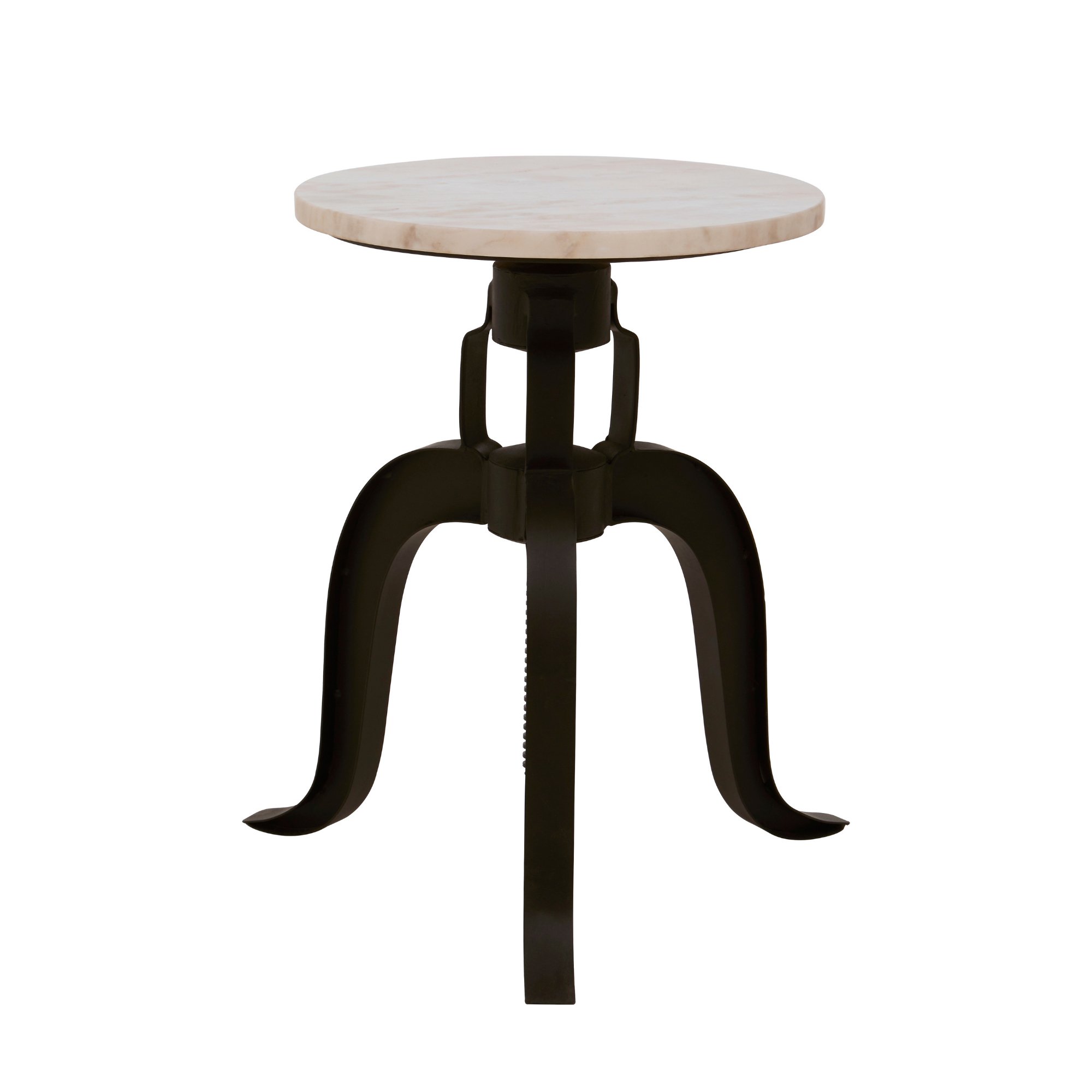 Orsina Vasco Adjustable Marble 3 Leg Bar Stool – White & Black