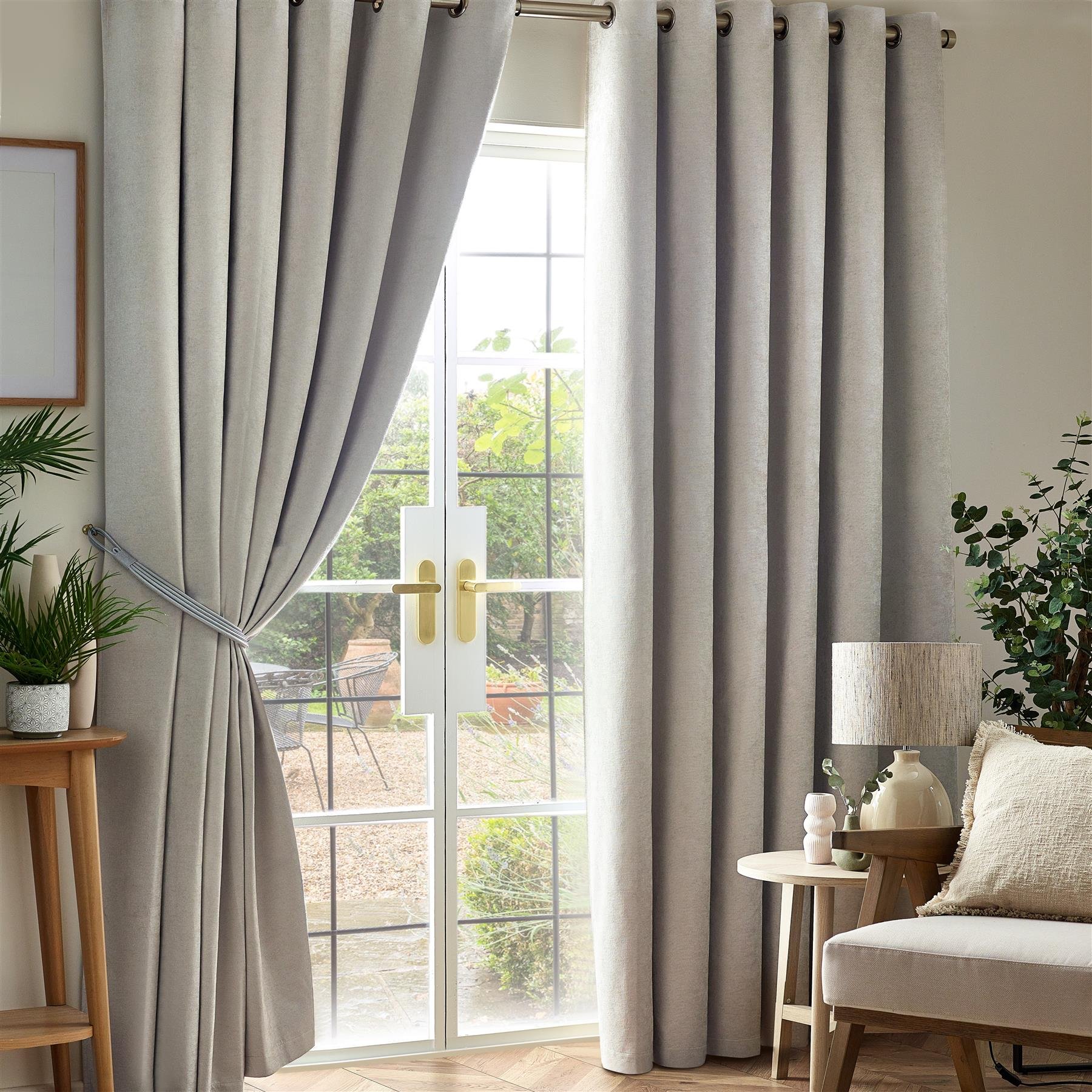 Luxury Living Chenille Blackout Eyelet Curtains 117cm x 229cm - Silver
